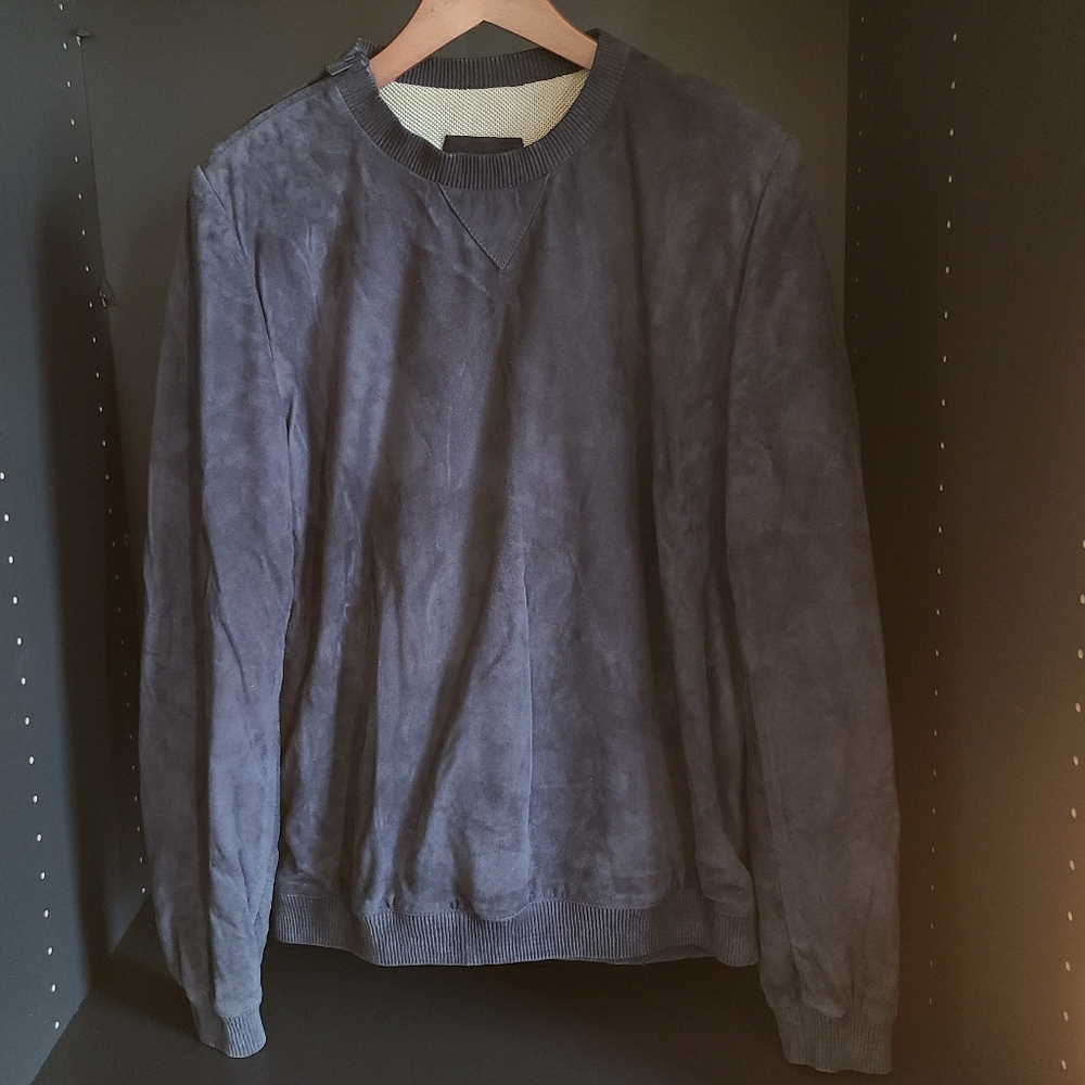 BALLY dark navy suede leather sweater